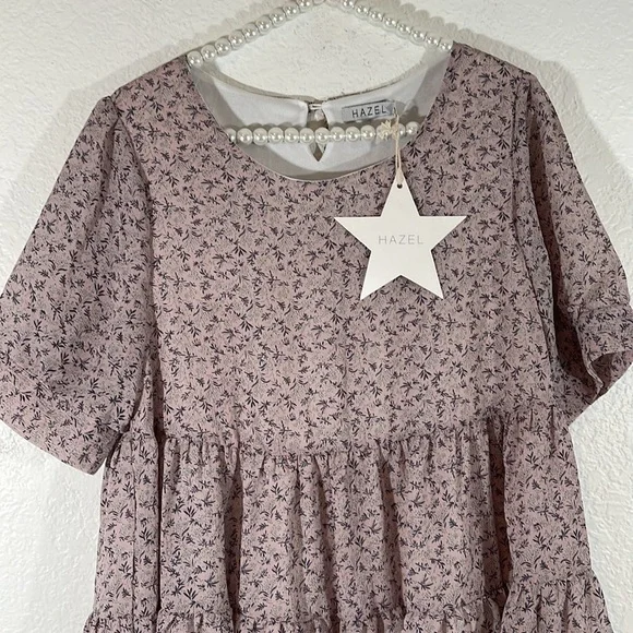 HAZEL Alison Lilac Flowy Lined Mini Dress Size Medium New - Picture 3 of 10